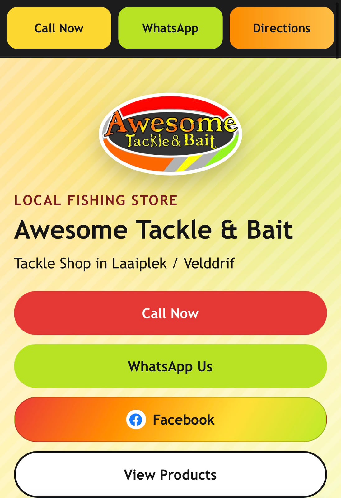 Awesome Tackle and Bait website screenshot